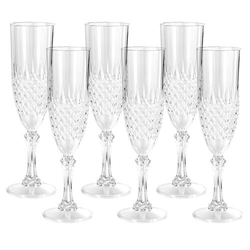 6PK Lemon & Lime Crystal Deco 230ml Plastic Champagne Glass