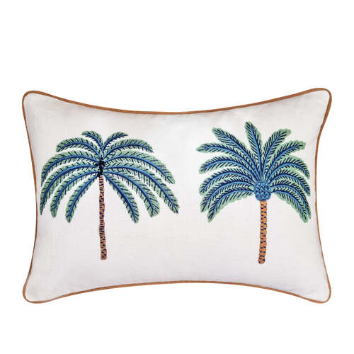 J.Elliot Home Palm Cushion 35x55cm Ivory Multicolour