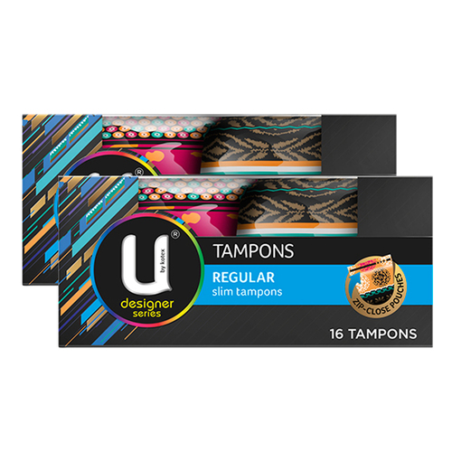  2x 16pc U By Kotex Tampons Regular Slim