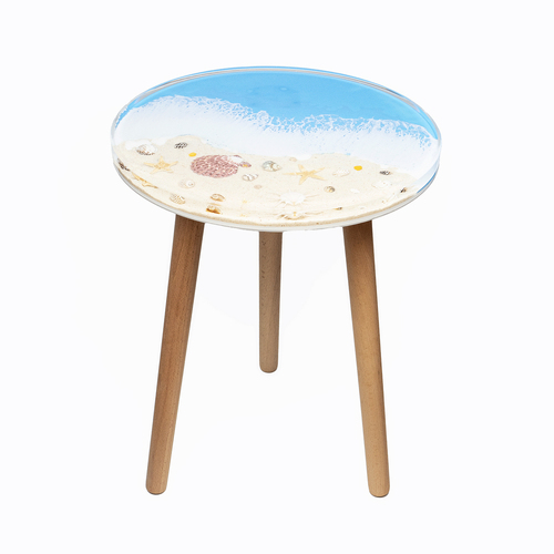 Leni Handcrafted Resin Side Table Shell Beach 40x40x51.5cm