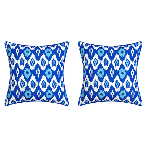 2PK J.Elliot Home Iris Outdoor Cushion 50x50cm Royal Blue Multicolour