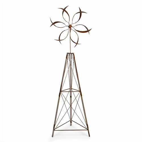 Metal Double Windmill Tripod 183cm Outdoor Garden Decor