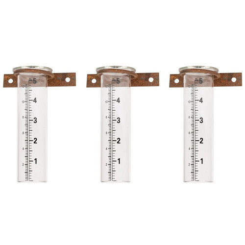 3x Garden Wall Mounted 8cm Glass Rain Gauge Outdoor Decor