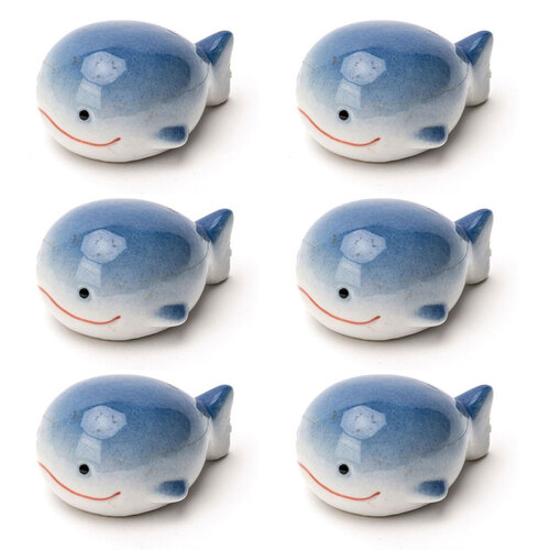 6x Floating 6.5cm Porcelain Whales Outdoor Garden Decor Small