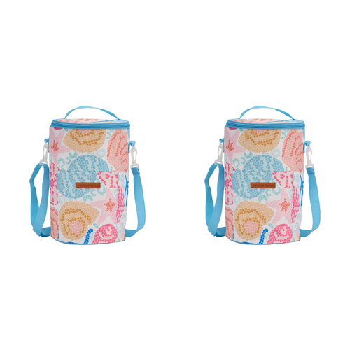 2PK Annabel Trends 33cm Insulated Picnic Cooler Bag Tall Barrel - Shelly Beach