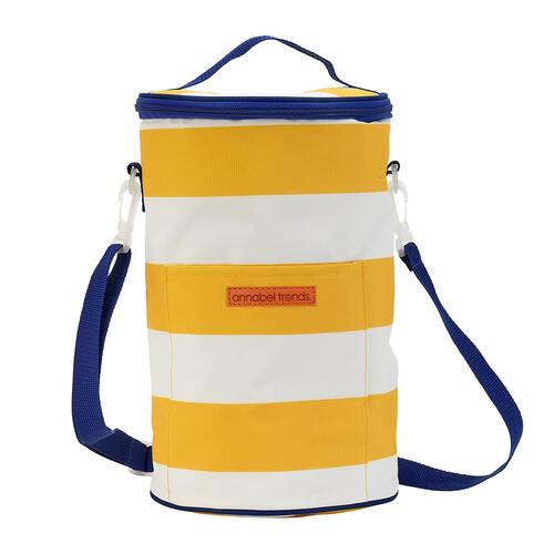 Annabel Trends 33x20cm Picnic Cooler Bag Tall Barrel - Yellow Stripe