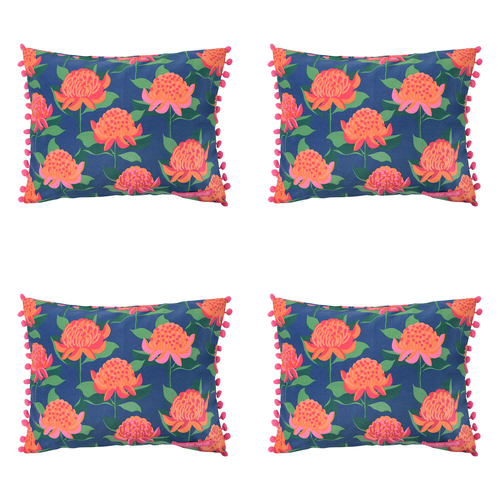 4PK Annabel Trends Inflatable Beach Pillow 36x28cm - Bright Waratah