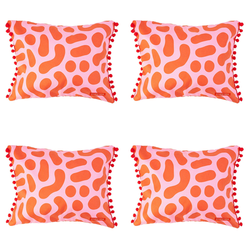 4PK Annabel Trends Inflatable Beach Pillow 36x28cm - Red Squiggles