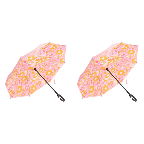 2PK Annabel Trends Reverse Umbrella Inverted 81x10cm - Floral Puzzle Pink