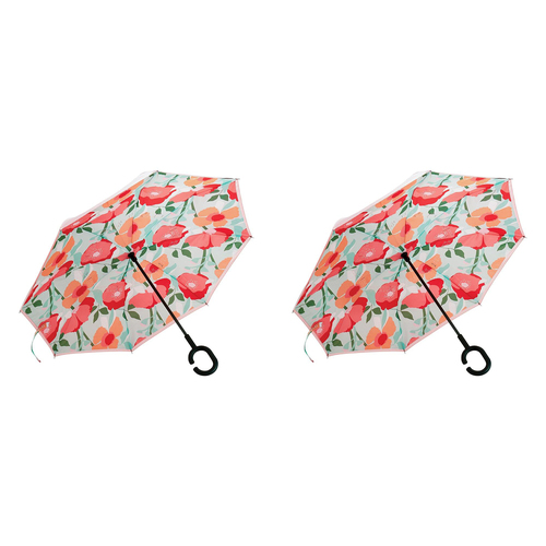 2PK Annabel Trends Reverse Umbrella Inverted 81x10cm - Sherbet Poppies