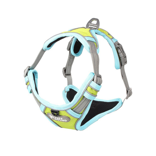 Tuff Hound Adjustable Pet Dog Harness Soft Reflective Chest Vest L Green/Blue