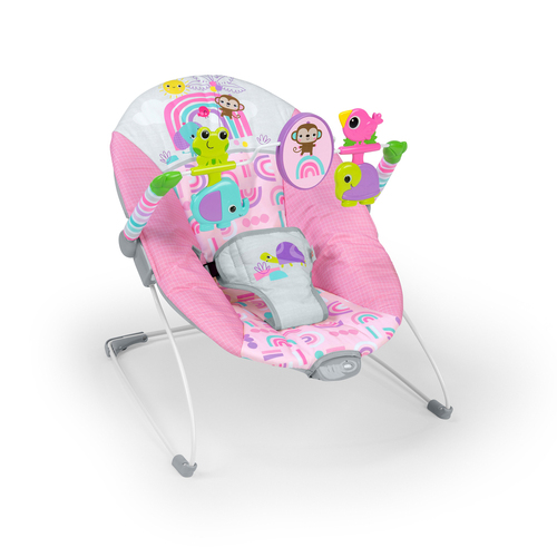 Bright Starts Pink Paradise Vibrating Baby Bouncer - Pink 0m+