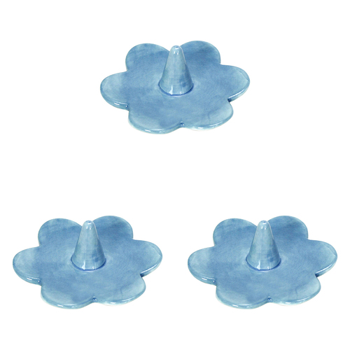 3PK Annabel Trends Daisy Ceramic Ring Holder 9x3cm - Blue