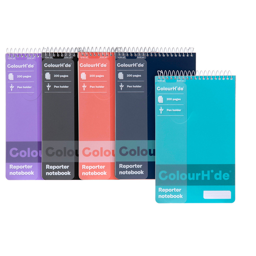 5pc Colourhide Reporter Notebook Ruled 200-Pages - Assorted