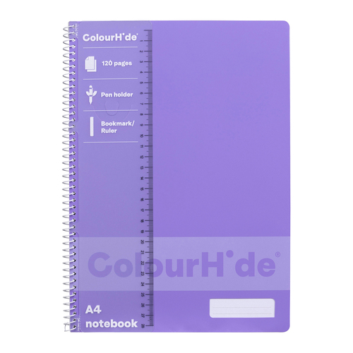 Colourhide PP Writing Notebook w/ Ruler A4 120-Pages Lavender