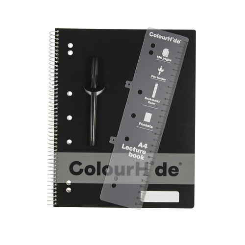 Colourhide Lecture Book w/ Ruler A4 140-Pages Black