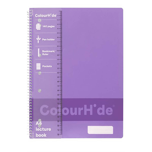 Colourhide Lecture Book w/ Ruler A4 140-Pages Lavender