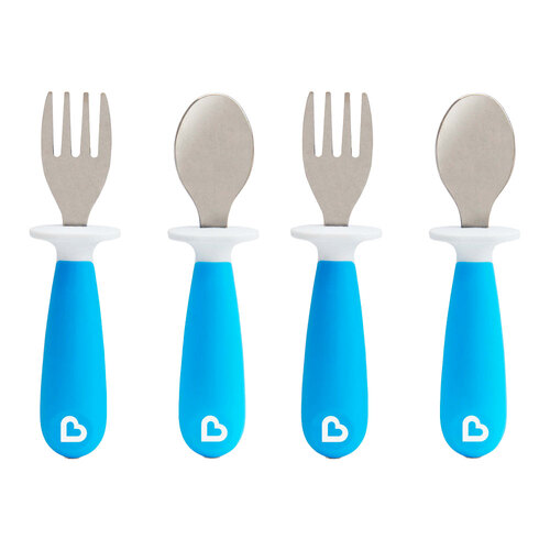 2PK Munchkin Raise Toddler Fork and Spoon Set (Blue) 12M+