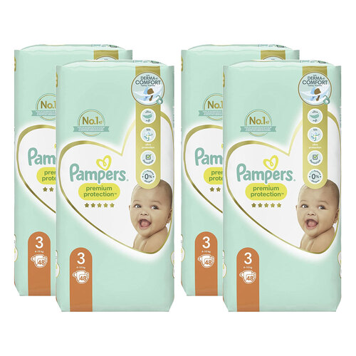 192pc Pampers Premium Protection Nappies Size 3 6-10kg