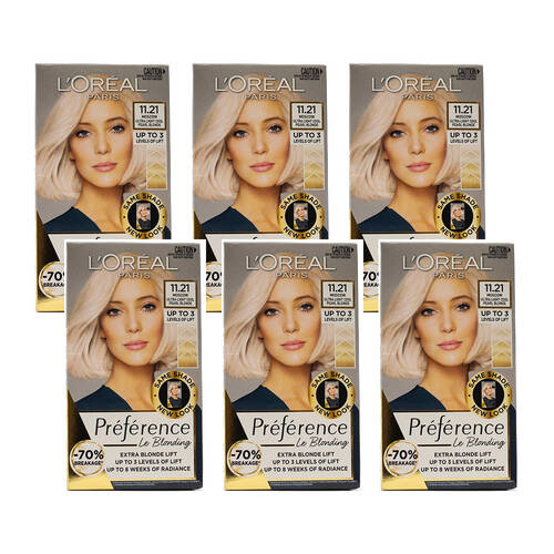 6PK Loreal Preference Permanent Hair Colour 1.21 Moscow Ultra Light Cool Pearl Blonde