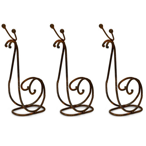 3x Garden 25cm Wire Snail Outdoor Ornament Yard/Patio Decor - Large