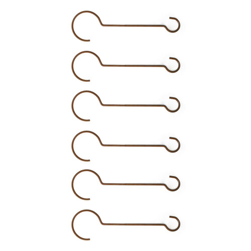 6x Branch 30x7cm Hook Rust Metal Garden Hanger - Brown