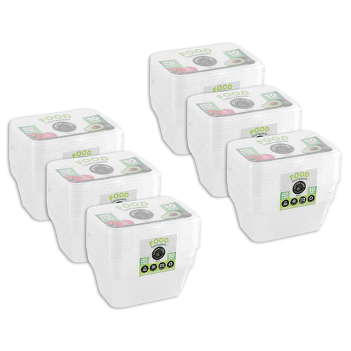 6x 10pc Lemon & Lime Reusable Food Container Rectangular 300ml