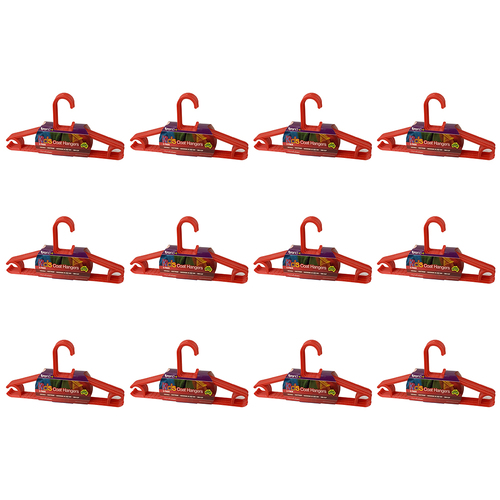 12PK 5pc Homeleisure Kids Clothes Coat Plastic Hanger Red 