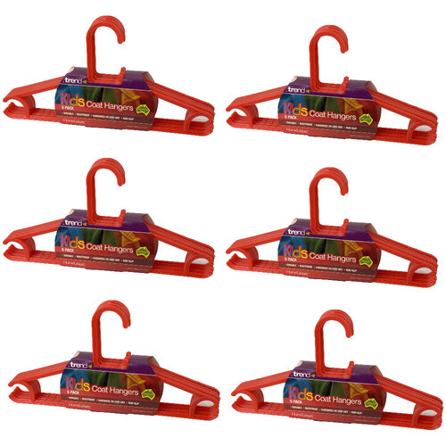 30pc Homeleisure Kids Clothes Coat Plastic Hanger Red 