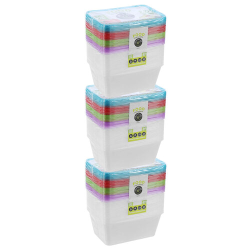 3x 20PK Lemon & Lime Rectangle 1L Reusable Food/ Container w/ Coloured Lids