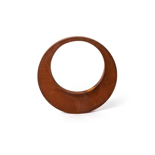 Garden Ornament 60cm Rust Thick Metal Ring w/ Stake - Brown