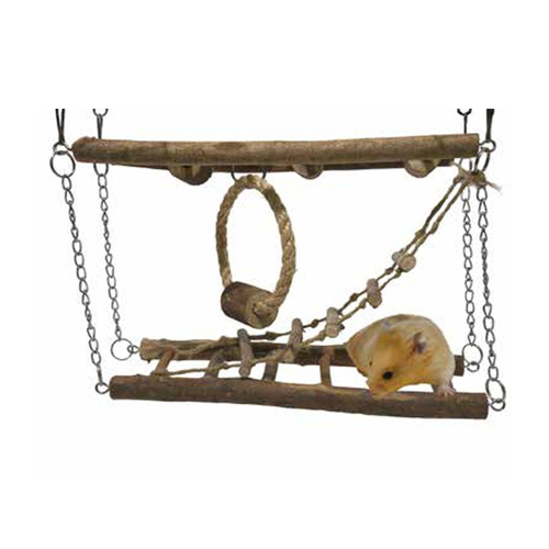 Rosewood Hamster Activity Suspension Wooden Gerbils/Ferrets Pet Bridge Natural