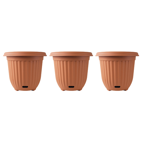 3PK Outdoorleisure WaterSaver Round Fluted 400mm Terracotta Outdoor 