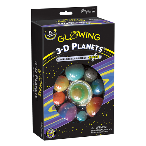 Glowing 3-D Planets Boxed Set Galaxy Educational Kids Toy 5+