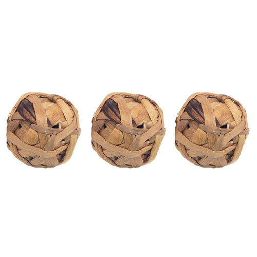 3PK Rosewood Wooden Trio Of Fun Ball Hamster/Ferret Pet Toy Natural Assorted