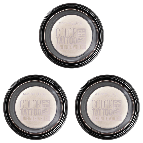 3PK Maybelline 4g Eye Studio Color Tattoo Eyeshadow - Infinite White 45