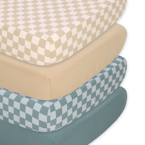 4pc The Peanutshell Organic Cotton Jersey Fitted Crib Sheets - Check