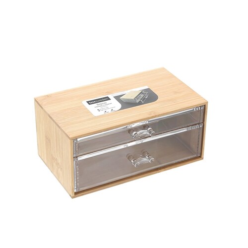 Boxsweden Bano Accessories 2-Drawer Bamboo 24x11cm Organiser