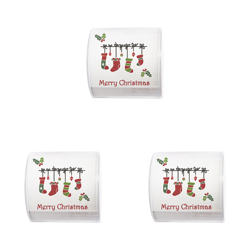 3PK Paper+Design Christmas 3-Ply Toilet Paper 200-Sheet Tissue - Xmas Stockings