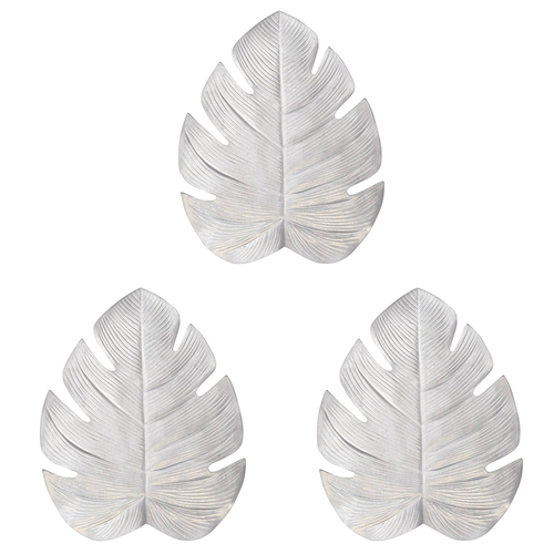 3PK Annabel Trends Palm Leaf Table Placemat - Metallic Silver