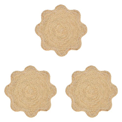 3PK Annabel Trends Wavy Dining Table Placemat 39cm - Natural