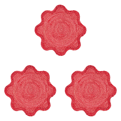 3PK Annabel Trends Wavy Dining Table Placemat 39cm - Red