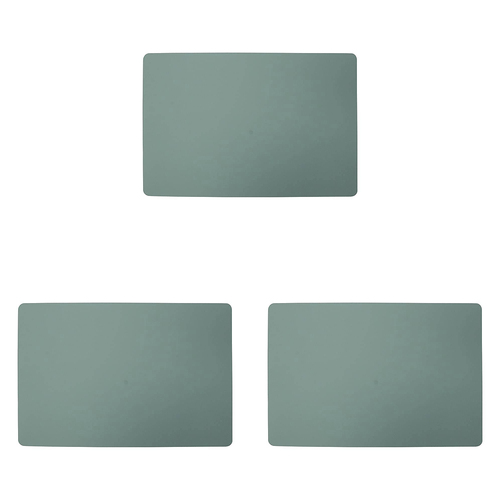 3PK Annabel Trends Recycled Leather Placemat 43.5x28.5cm Rectangle - Sage