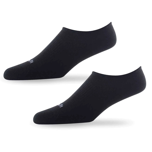 2PK Lightfeet Lightweight W12/M11-14 Cotton Invisible No Show Socks Black