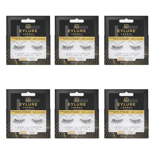 6PK Eylure London Lash Illusion Lashes w/ Glue Set - Faux Mink 301