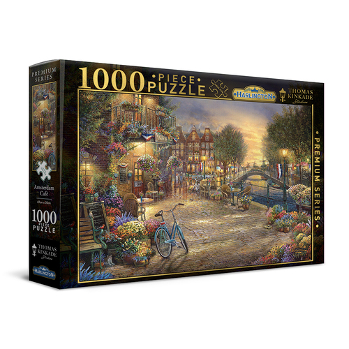 1000pc Harlington Thomas Kinkade Puzzle Amsterdam Café 8yrs+ 69x50cm