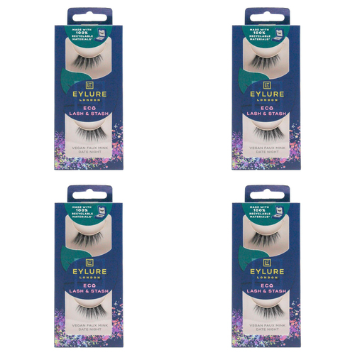 4PK Eylure London Lash & Stash Vegan Faux Mink Date Night Lashes Set