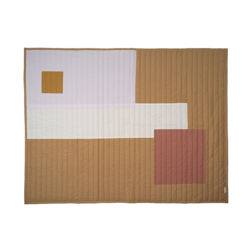 Fabelab 200x150cm Quilted Graphic Blanket - Caramel