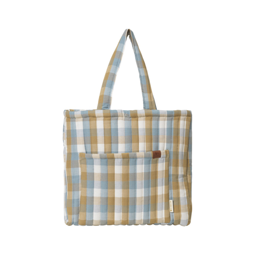 Fabelab Quilted 50x39cm Tote Bag - Cottage Blue Checks