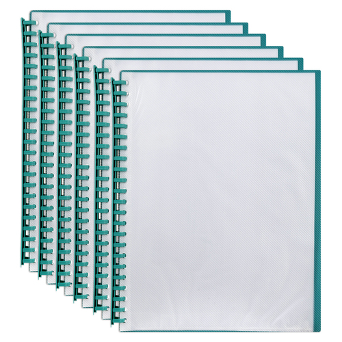 6PK Marbig 20-Pocket A4 Refillable Display Book - Clear Front/Green